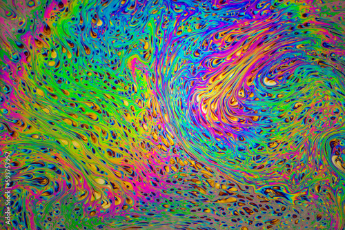 A conceptual abstraction of two opposing streams of bright colors