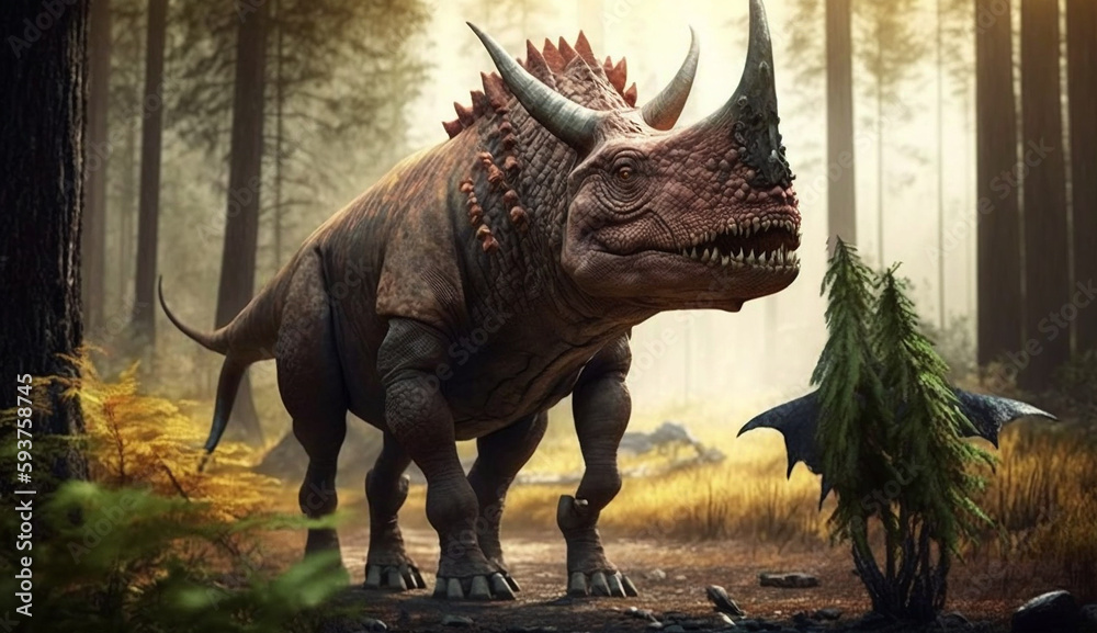 Fototapeta premium Carnivore dinosaur, bull AI Generated illustration