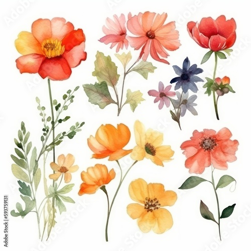 Collection of Flowers on White Background © Jardel Bassi