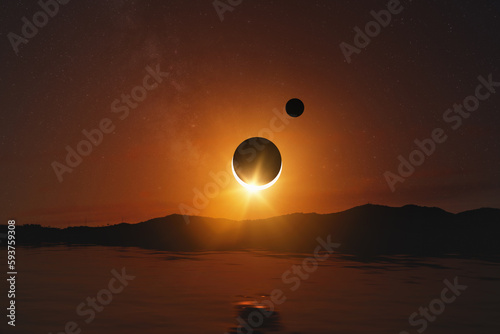 Solar eclipse on some mountains