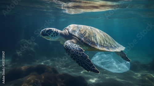 Plastic waste in the ocean has become a pressing environmental issue, with turtles often mistaking plastic bags for jellyfish and consuming them. Generative AI