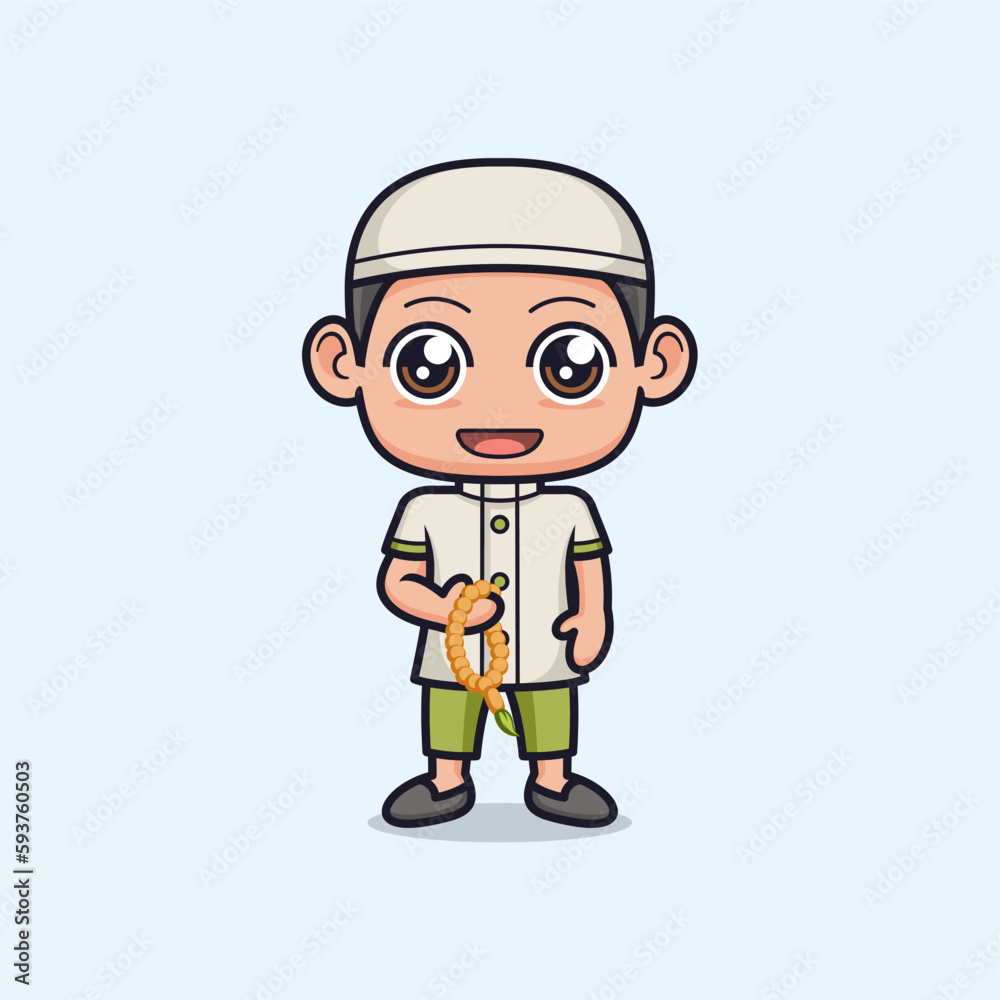 cute cartoon muslim boy character