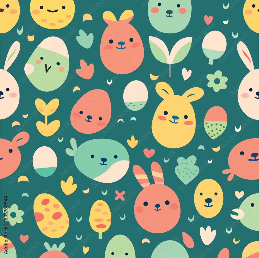 Vector abstract seamless easter pattern with rabbits Vector abstract seamless easter pattern with rabbits