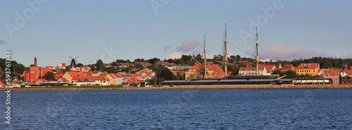 Fregatten Jylland and harbour of Ebeltoft, Denmark.