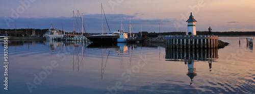 Sunset at the Baltic sea. Ebeltoft harbour.