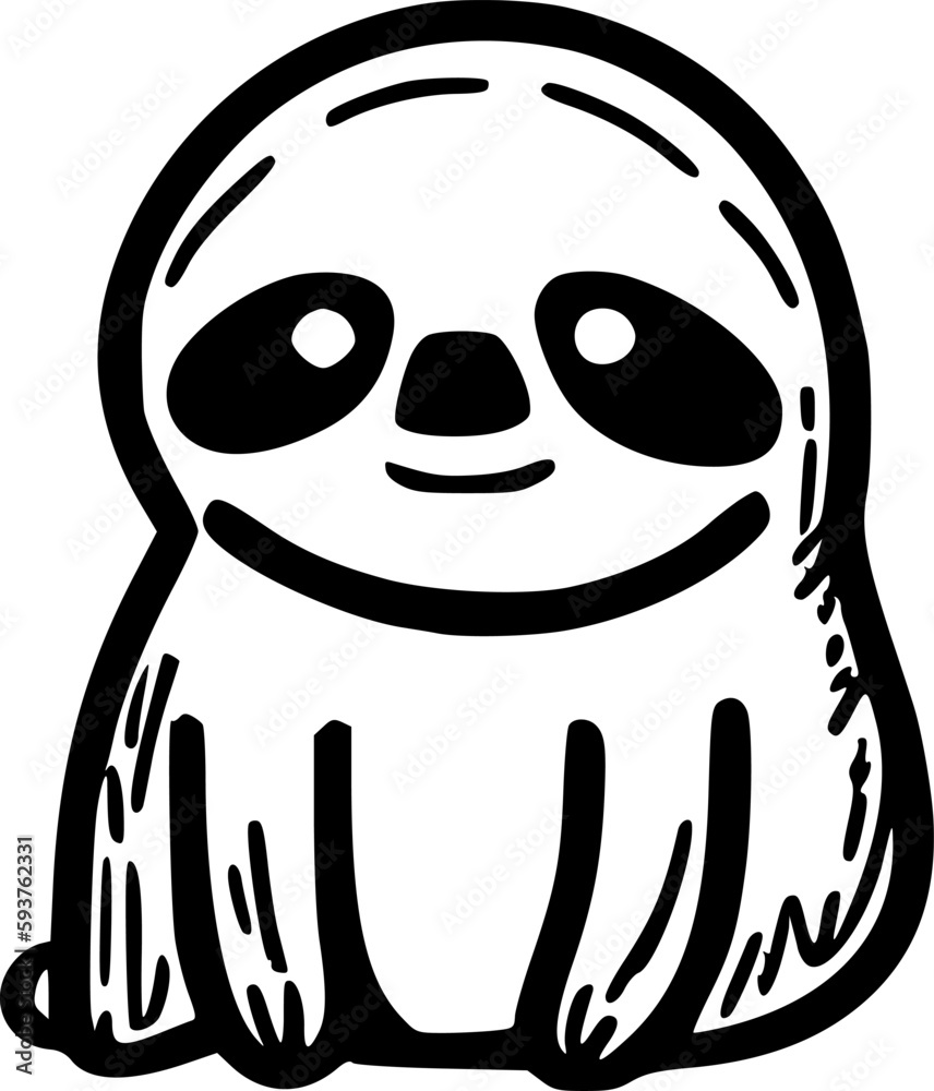 Sloth | Black and White Vector illustration Sloth | Black and White Vector illustration