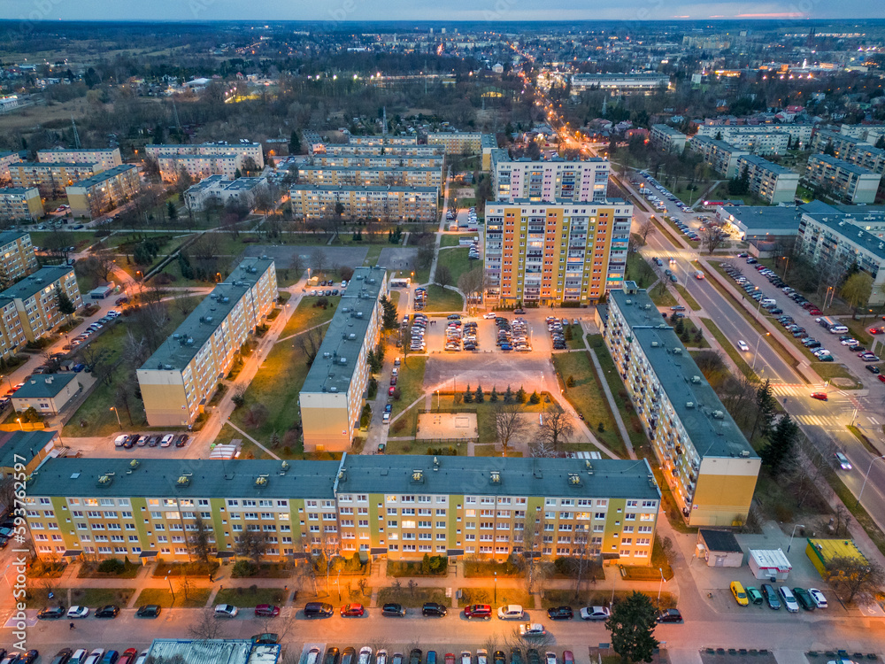 Obraz premium View at Pabianice city from a drone