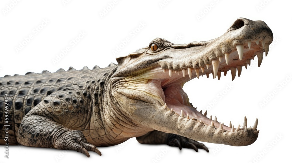 A large alligator with its mouth open and it's teeth wide open created with Generative AI technology A large alligator with its mouth open and it's teeth wide open created with Generative AI technology