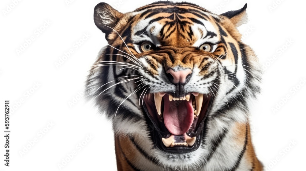 Fototapeta premium A close up of a tiger with its mouth open created with Generative AI technology