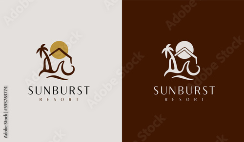 Sunset wave Logo Template. Universal creative premium symbol. Vector illustration