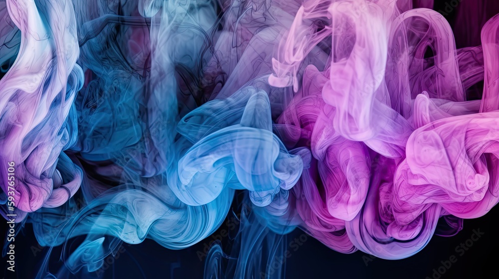 A smoke background with a beautiful and delicate blend of purple and blue hues. Creative AI