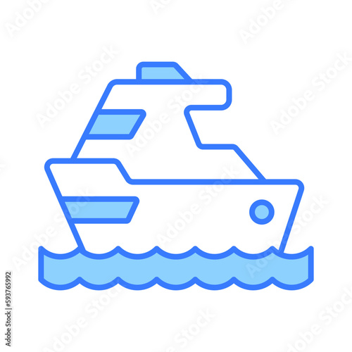 Motor yacht vector design, boat for sea traveling icon, luxury ship for trip or party in the ocean