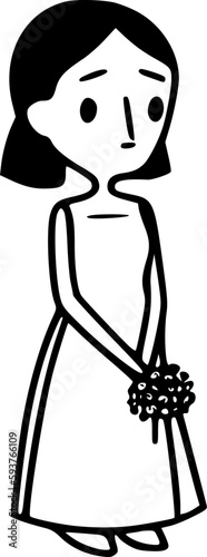 Bridesmaid | Black and White Vector illustration