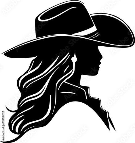 Cowgirl - Black and White Isolated Icon - Vector illustration