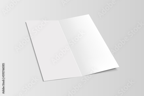 Blank brochure mockup template. Template of open portrait brochure isolated on grey background © biantmedia