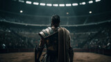 Gladiator on coliseum. Roman empire. AI generated