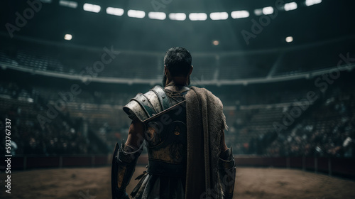 Obraz na płótnie Gladiator on coliseum. Roman empire. AI generated