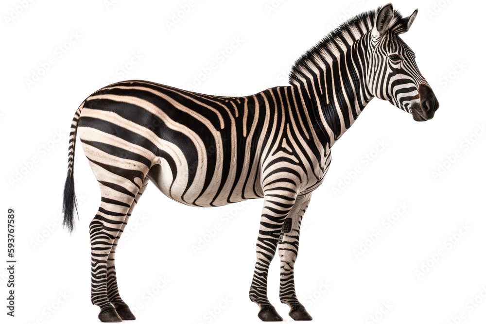 Fototapeta premium Zebra isolated transparent background. Generative AI