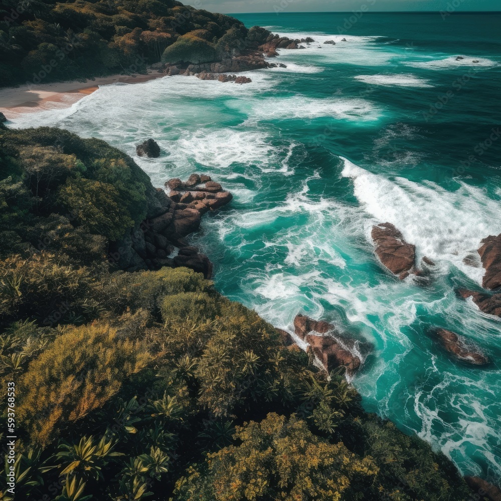 Aerial photos of a beautiful coastline, coast, tropical beach, with blue and turquoise waters. This is a generative ai picture. Aerial photos of a beautiful coastline, coast, tropical beach, with blue and turquoise waters. This is a generative ai picture.