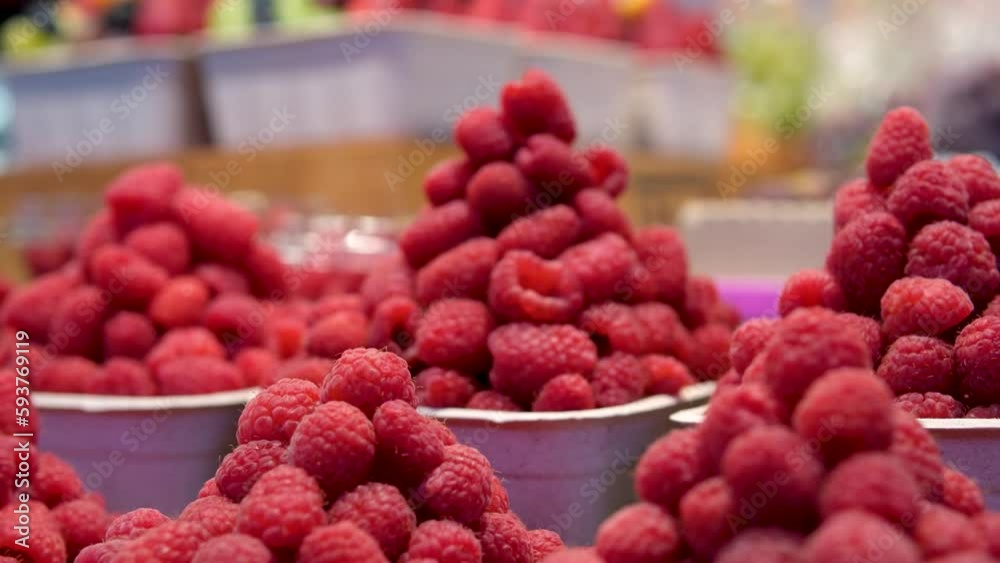 strawberry raspberries and blackberries on the market in containers strawberry raspberries and blackberries on the market in containers