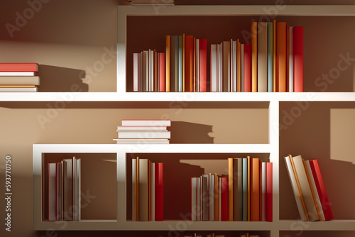 Modern bookshelf with books