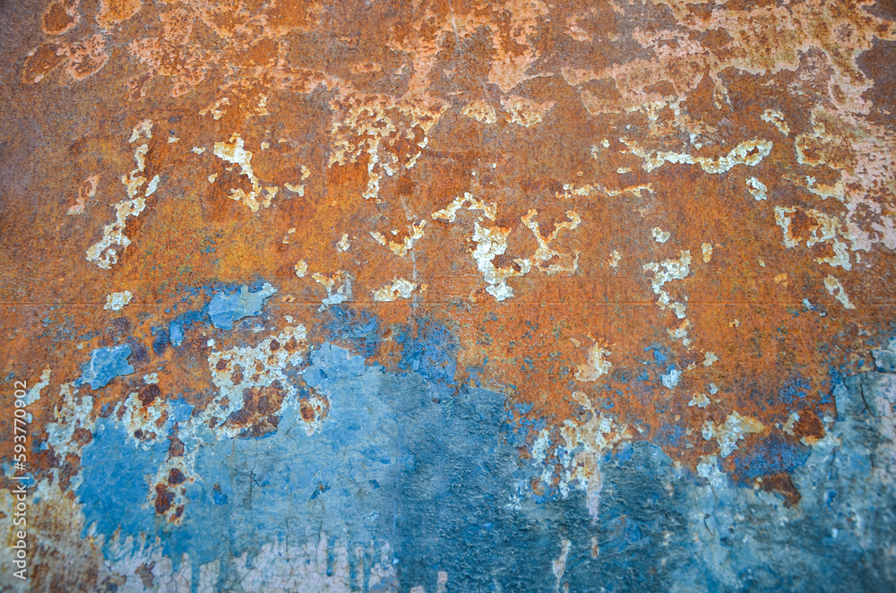 Rusty iron surface texture with white and blue color close up photo. Worn metal background
Rusty iron surface texture with white and blue color close up photo. Worn metal background