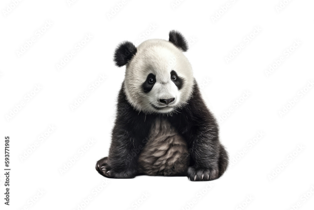  Panda isolated transparent background. Generative AI