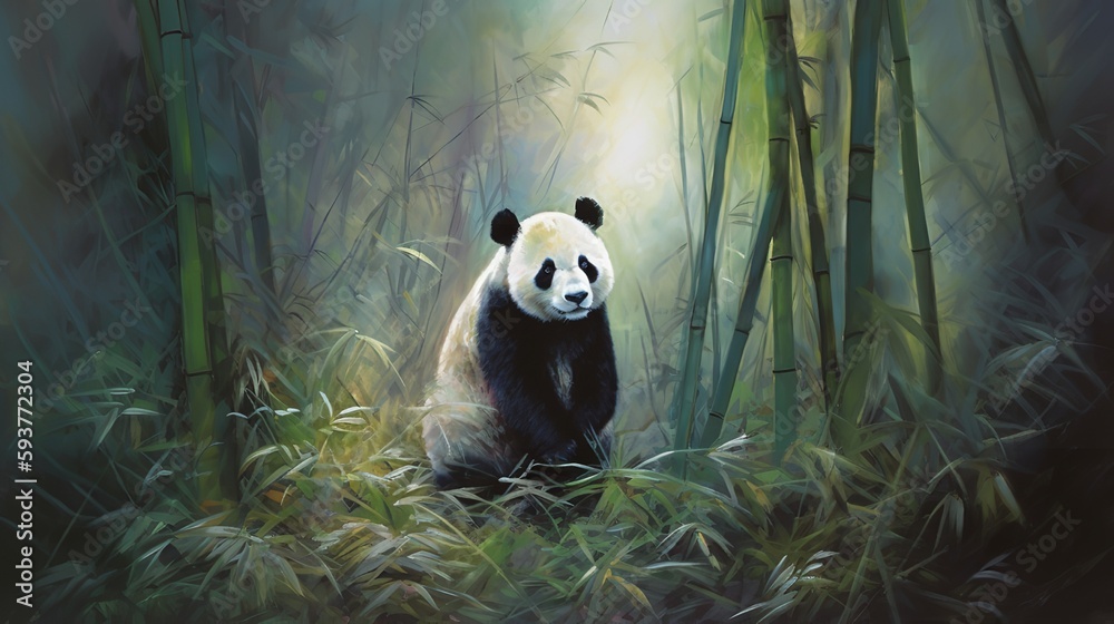 Graceful Panda in Bamboo Haven