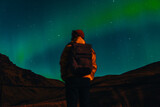 Aurora Borealis Lights Dance In The Night Starry Sky In North Area