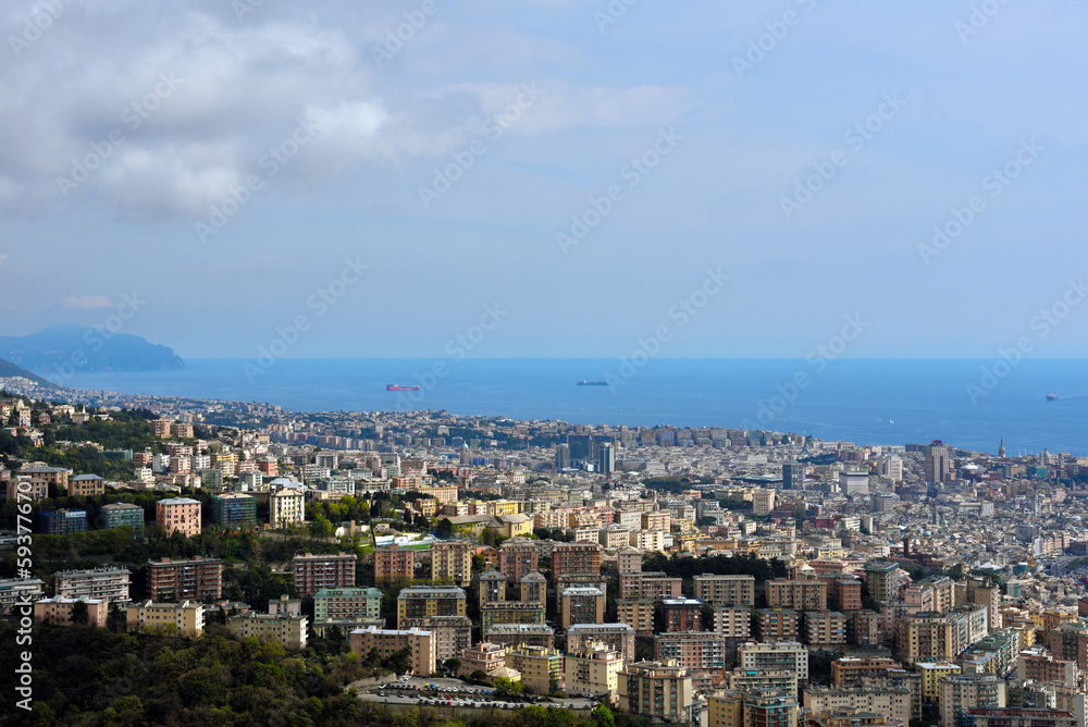 urban panorama of Genoa Italy