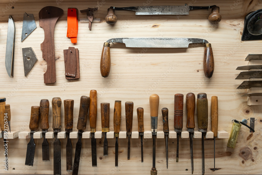 Luthier, Guitar Maker Workshop. Luthier, Guitar Maker Workshop.