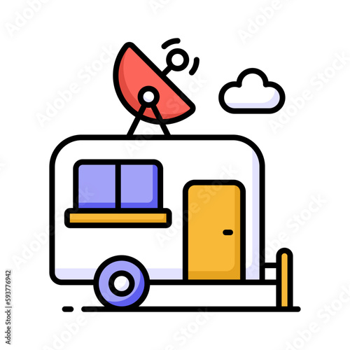 Modern vector of campervan, an editable icon of caravan in trendy style, self propelled vehicle