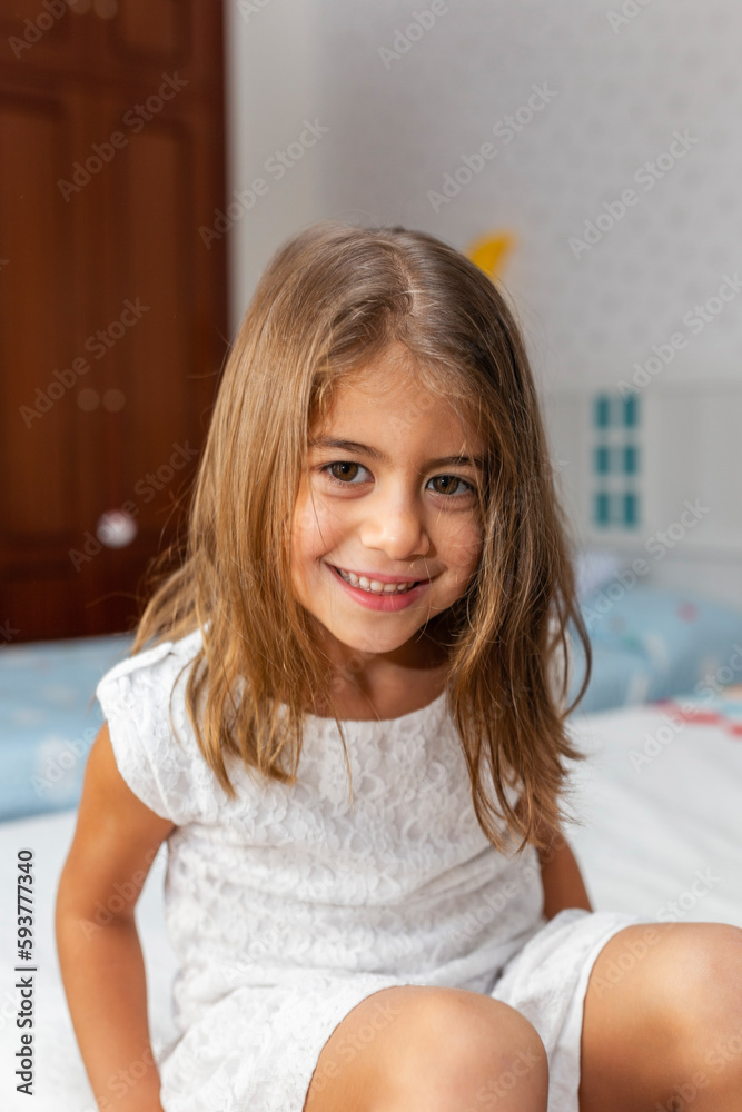 portrait of happy little girl at home portrait of happy little girl at home