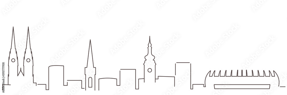 Zagreb Dark Line Simple Minimalist Skyline With White Background Zagreb Dark Line Simple Minimalist Skyline With White Background