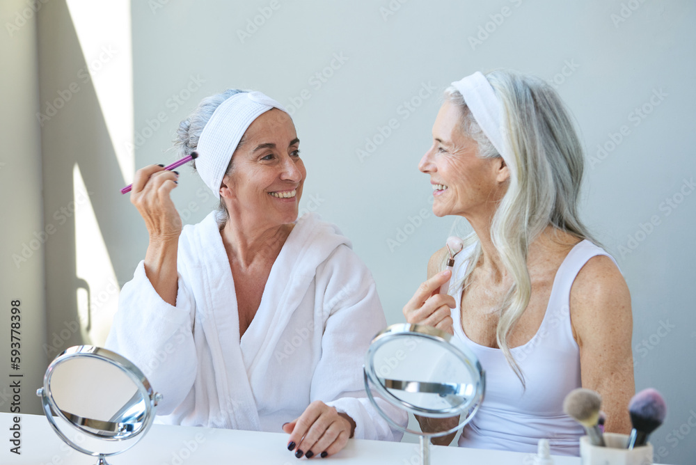 Friends applying creams and make up Friends applying creams and make up