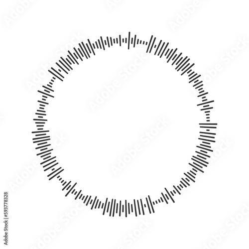 Record wave in ring shape. Circular soundwave sign. Round voice message, audio file isolated on white background. Messenger, podcast mobile app, media player radial element. Vector illustration