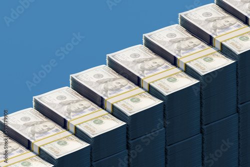US dollars money staircase / growth /salary /savings concept