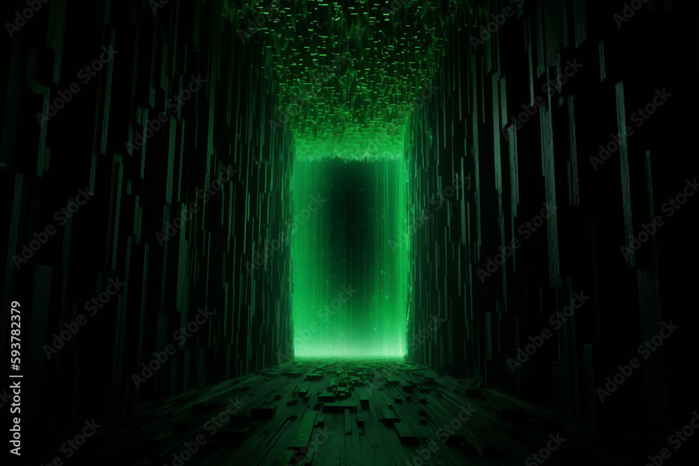 Fototapeta premium A Doorway to a Digital Realm: Enigmatic Gateway Beckoning, Transcending the Boundary Between Reality and Virtuality