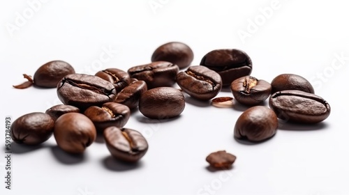 Coffee Beans Isolated on White Background. Ai Generated