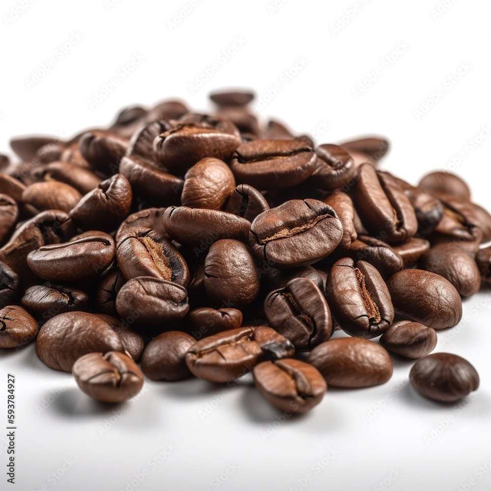 Fototapeta premium Coffee Beans Isolated on White Background. Ai Generated