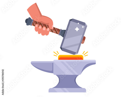 forge iron. blacksmith craft. flat vector illustration.