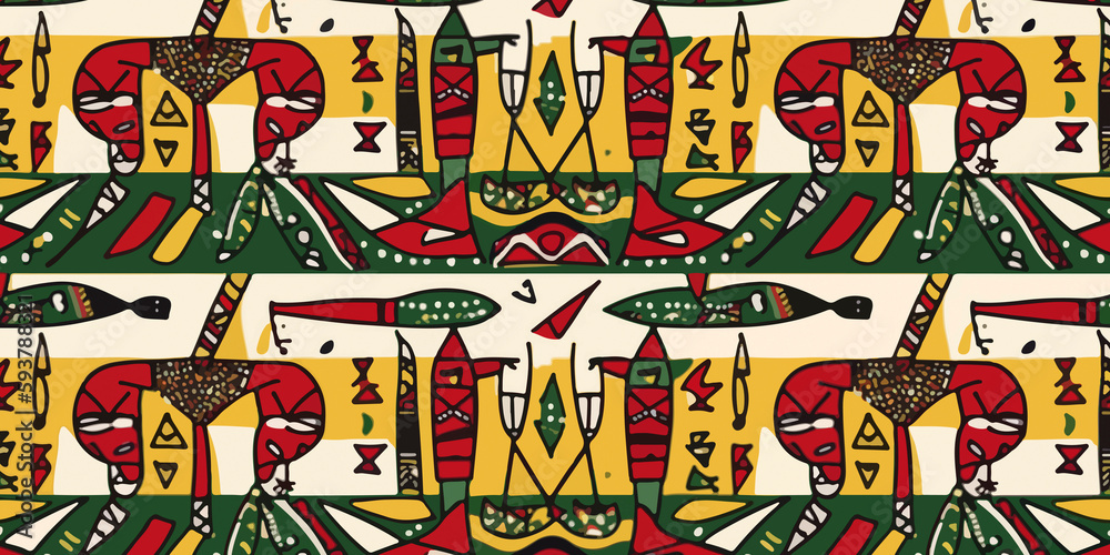 Hand drawn tribal seamless pattern for Juneteenth