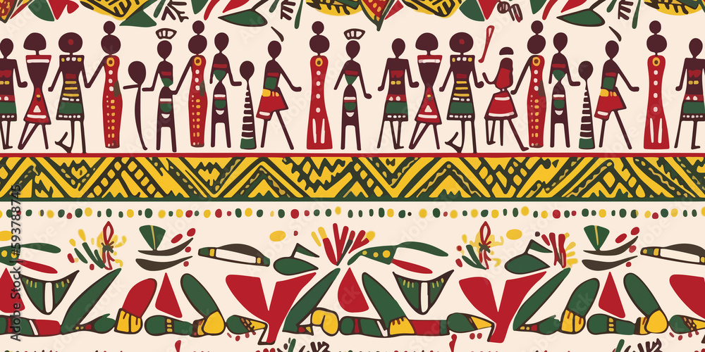 Juneteenth tribal pattern in hand drawn flat design Juneteenth tribal pattern in hand drawn flat design