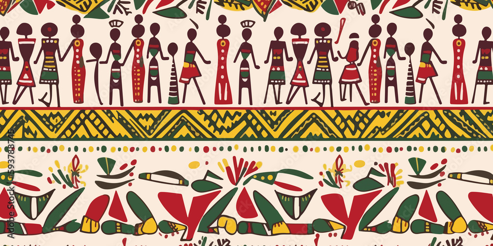 Juneteenth tribal pattern in hand drawn flat design