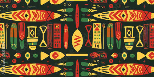Juneteenth tribal pattern in hand drawn flat design