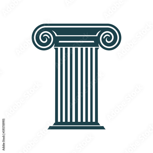 Column, ancient Greek pillar icon of legal attorney or law office and legislation firm, vector symbol. Column pillar sign of lawyer notary, justice and legislation or judicial education university