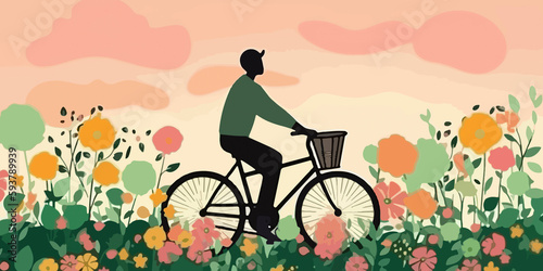 Flat illustration celebrating World Bicycle Day