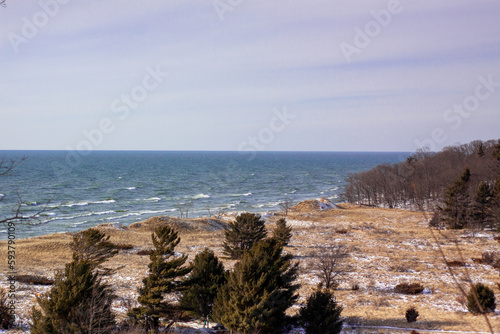 View of the ocean in winter