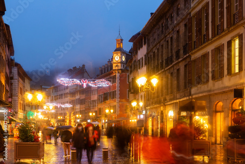 Celebrating christmas in the square Saint-Leger in Chambery. Chambery, Auvergne-Rhone-Alpes, France