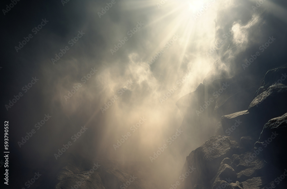 misty background with sunbeam Generative AI	